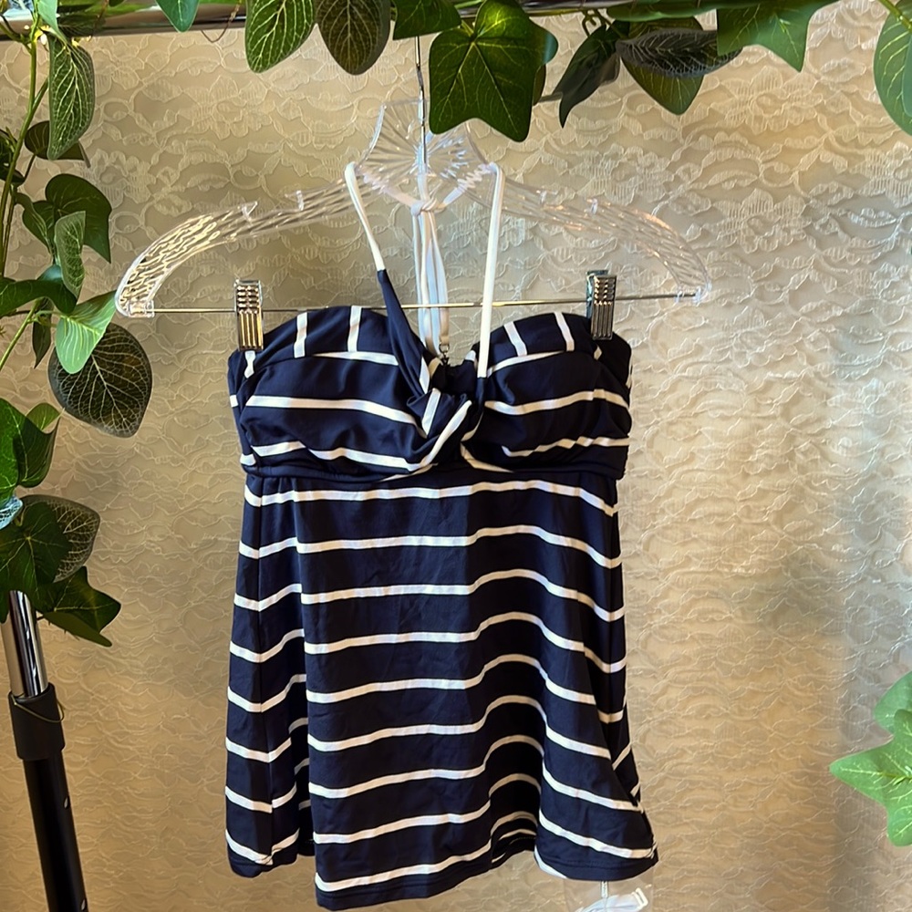 Seafolly Wrap Front Bandeau Tankini Top, Navy, Women’s Size 4